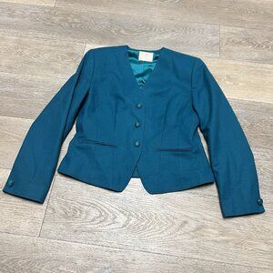 Pendleton Size 10 Vintage Made in USA 100% Virgin Wool Green Button Front Blazer